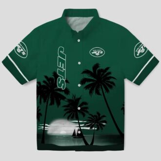 NFL New York Jets Beach Sunset Shirt, Green & Black Tropical Hawaiian Aloha Apparel