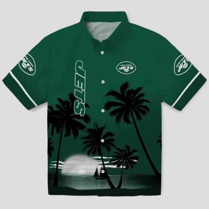 NFL New York Jets Beach Sunset Shirt, Green & Black Tropical Hawaiian Aloha Apparel