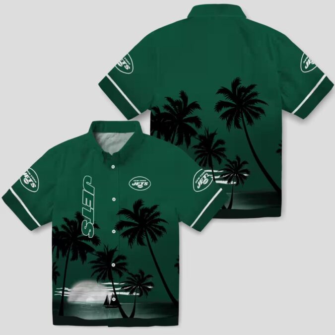 NFL New York Jets Beach Sunset Shirt, Green & Black Tropical Hawaiian Aloha Apparel