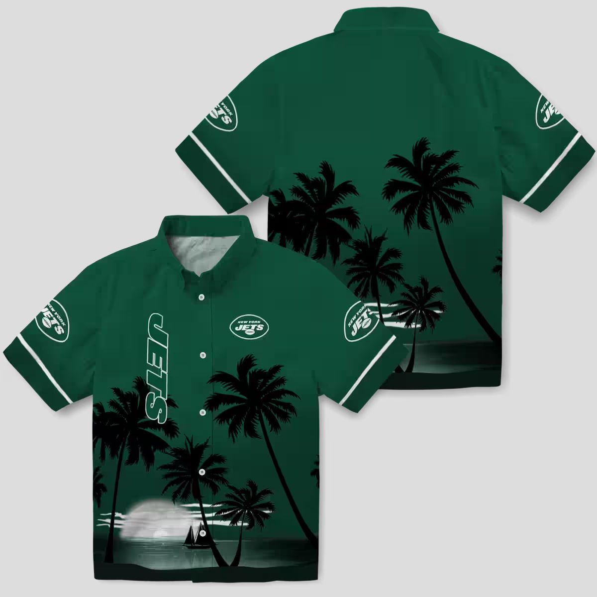NFL New York Jets Beach Sunset Shirt, Green & Black Tropical Hawaiian Aloha Apparel