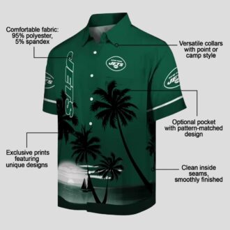 NFL New York Jets Beach Sunset Shirt, Green & Black Tropical Hawaiian Aloha Apparel