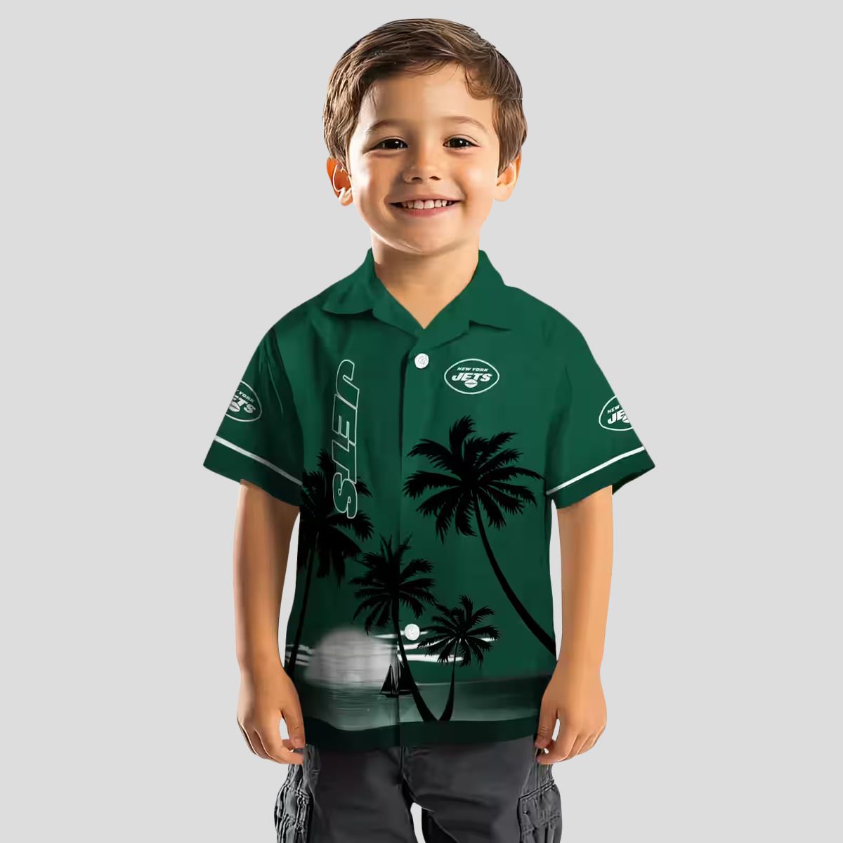 NFL New York Jets Beach Sunset Shirt, Green & Black Tropical Hawaiian Aloha Apparel