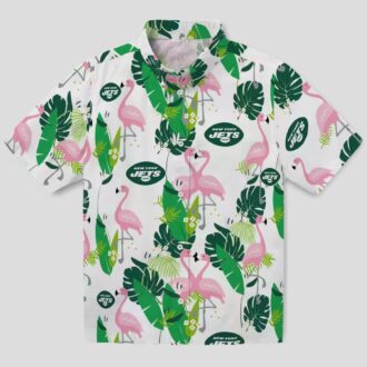 NFL New York Jets Flamingo Foliage Shirt, Summer Beach Tropical Fan Apparel