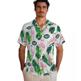 NFL New York Jets Flamingo Foliage Shirt, Summer Beach Tropical Fan Apparel