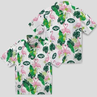 NFL New York Jets Flamingo Foliage Shirt, Summer Beach Tropical Fan Apparel