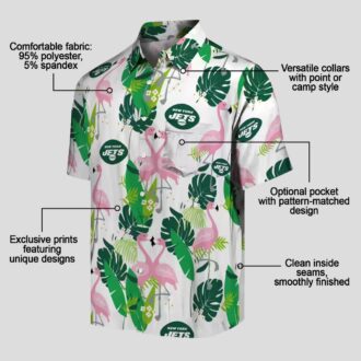 NFL New York Jets Flamingo Foliage Shirt, Summer Beach Tropical Fan Apparel