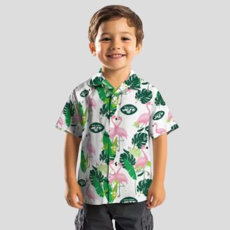 NFL New York Jets Flamingo Foliage Shirt, Summer Beach Tropical Fan Apparel