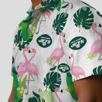NFL New York Jets Flamingo Foliage Shirt, Summer Beach Tropical Fan Apparel