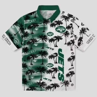 NFL New York Jets Green Custom Hawaiian Shirt - Palm Tree Silhouettes Design