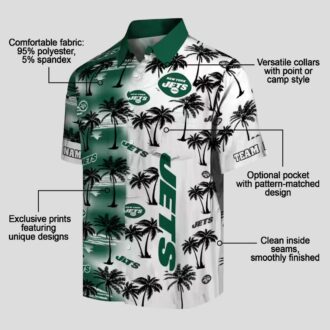 NFL New York Jets Green Custom Hawaiian Shirt - Palm Tree Silhouettes Design