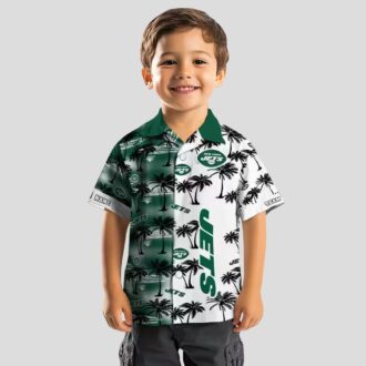 NFL New York Jets Green Custom Hawaiian Shirt - Palm Tree Silhouettes Design