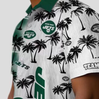 NFL New York Jets Green Custom Hawaiian Shirt - Palm Tree Silhouettes Design
