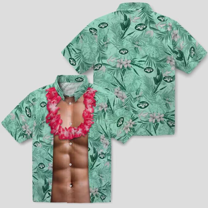 NFL New York Jets Hawaiian Shirt, Chest Illusion Green Summer Beach Shirt for Fans
