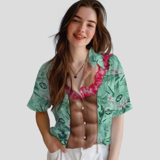 NFL New York Jets Hawaiian Shirt, Chest Illusion Green Summer Beach Shirt for Fans