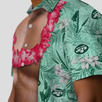 NFL New York Jets Hawaiian Shirt, Chest Illusion Green Summer Beach Shirt for Fans