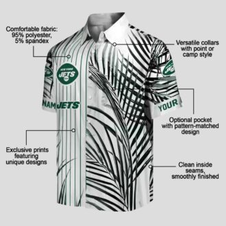 NFL New York Jets Palm Stripes Hawaiian Shirt - Green Black White Design
