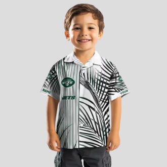 NFL New York Jets Palm Stripes Hawaiian Shirt - Green Black White Design