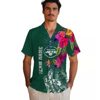 NFL New York Jets Polynesian Green Green Shirt, Floral Hawaiian Style for Football Fans