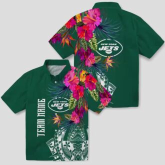 NFL New York Jets Polynesian Green Green Shirt, Floral Hawaiian Style for Football Fans