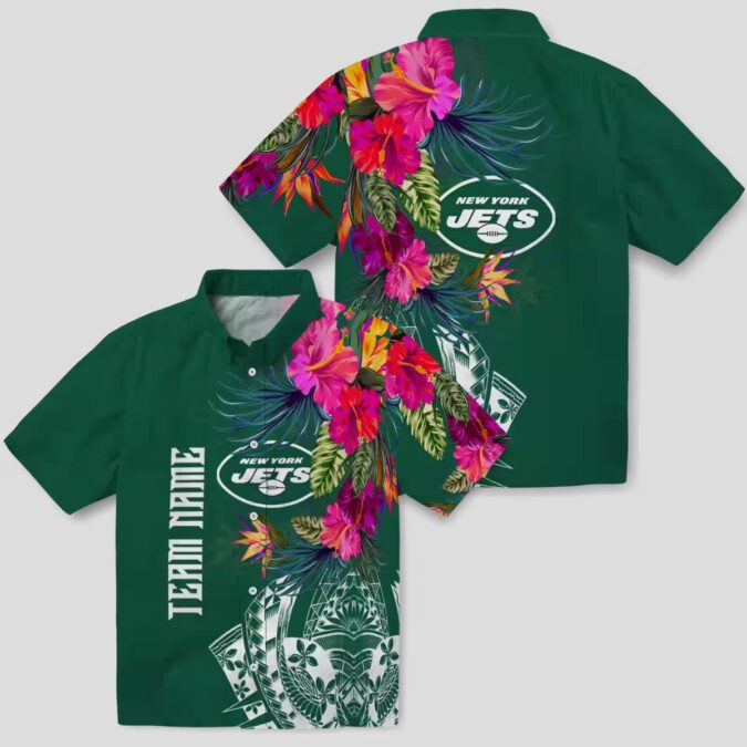 NFL New York Jets Polynesian Green Green Shirt, Floral Hawaiian Style for Football Fans