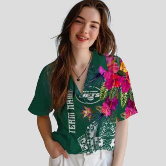 NFL New York Jets Polynesian Green Green Shirt, Floral Hawaiian Style for Football Fans
