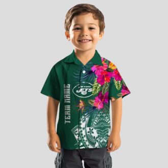 NFL New York Jets Polynesian Green Green Shirt, Floral Hawaiian Style for Football Fans
