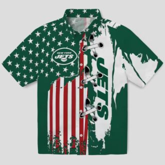 NFL Team New York Jets Green Hawaiian Shirt, USA Flag Game Day Outfit