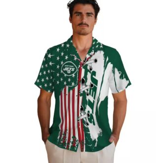 NFL Team New York Jets Green Hawaiian Shirt, USA Flag Game Day Outfit