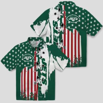 NFL Team New York Jets Green Hawaiian Shirt, USA Flag Game Day Outfit