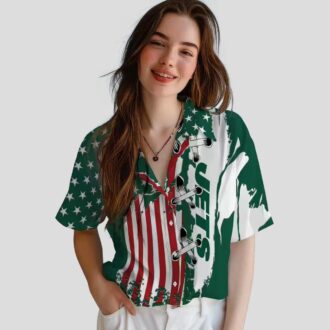 NFL Team New York Jets Green Hawaiian Shirt, USA Flag Game Day Outfit