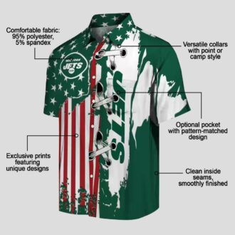 NFL Team New York Jets Green Hawaiian Shirt, USA Flag Game Day Outfit