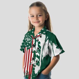 NFL Team New York Jets Green Hawaiian Shirt, USA Flag Game Day Outfit