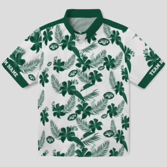 Personalized NFL New York Jets Hawaiian Shirt, Tropical Botanical White Fan Wear