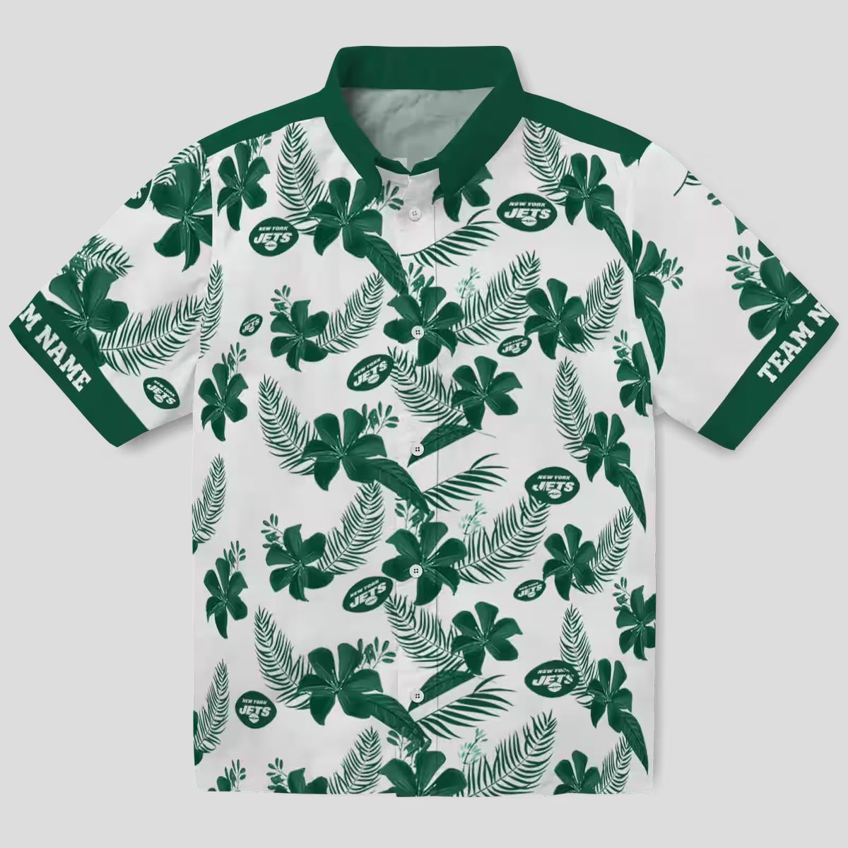 Personalized NFL New York Jets Hawaiian Shirt, Tropical Botanical White Fan Wear