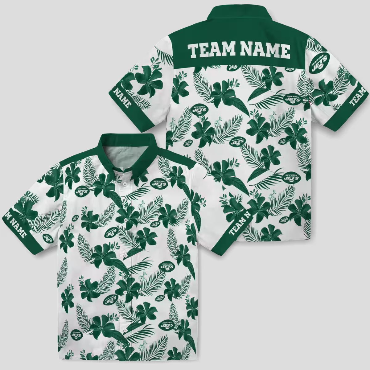 Personalized NFL New York Jets Hawaiian Shirt, Tropical Botanical White Fan Wear