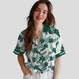 Personalized NFL New York Jets Hawaiian Shirt, Tropical Botanical White Fan Wear