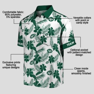 Personalized NFL New York Jets Hawaiian Shirt, Tropical Botanical White Fan Wear