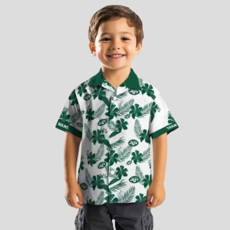 Personalized NFL New York Jets Hawaiian Shirt, Tropical Botanical White Fan Wear