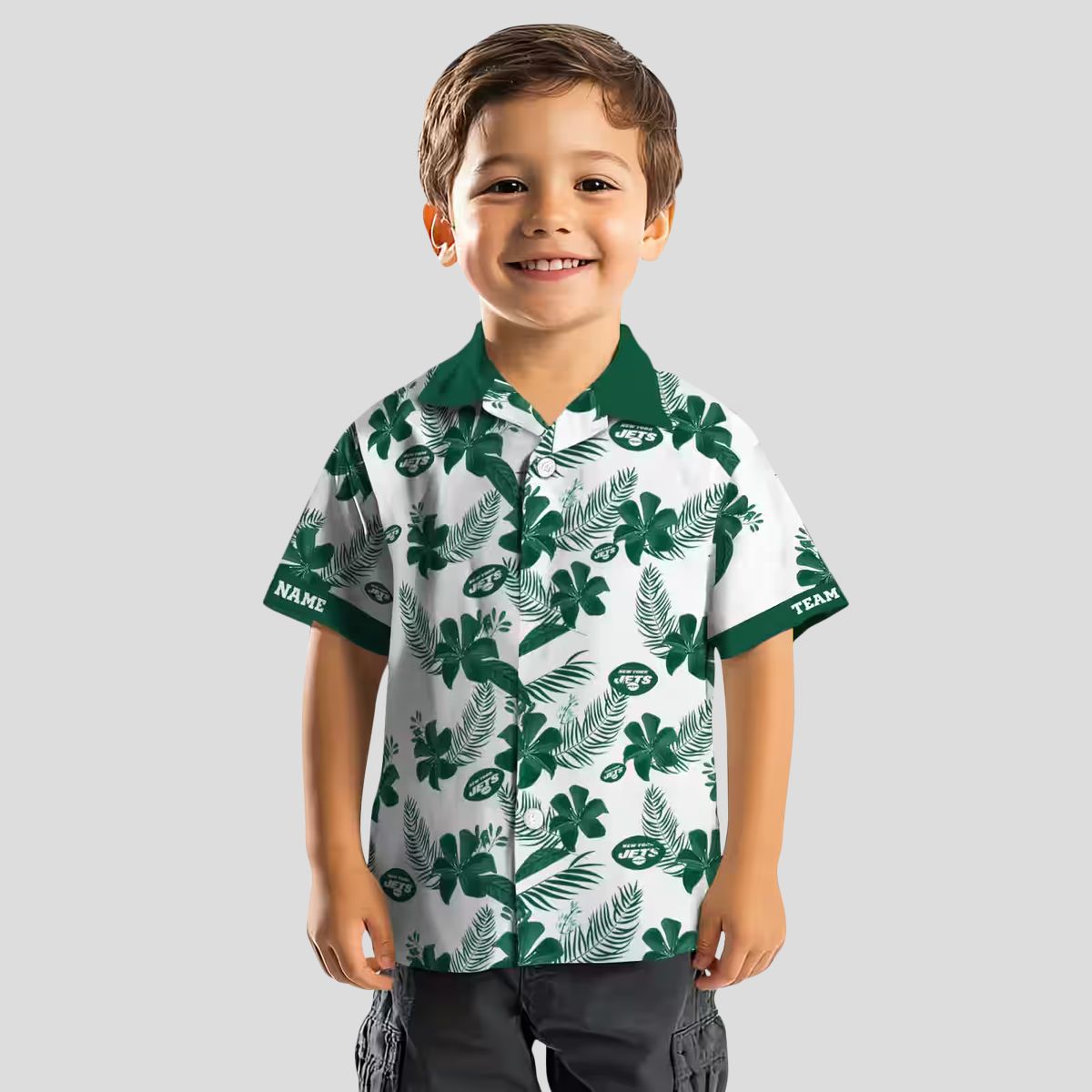 Personalized NFL New York Jets Hawaiian Shirt, Tropical Botanical White Fan Wear