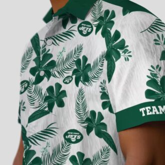Personalized NFL New York Jets Hawaiian Shirt, Tropical Botanical White Fan Wear