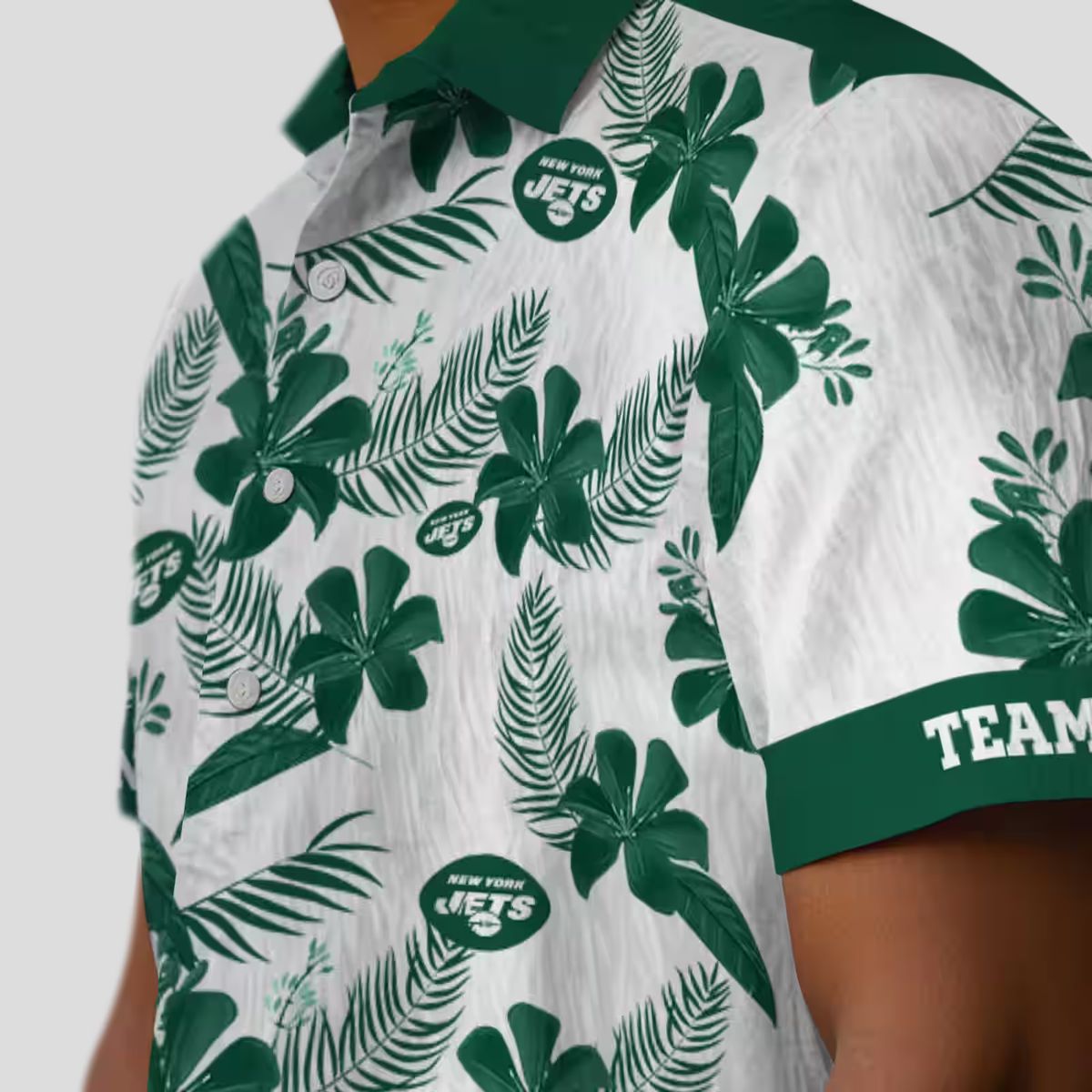 Personalized NFL New York Jets Hawaiian Shirt, Tropical Botanical White Fan Wear