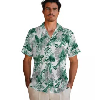 Tropical New York Jets Green White Hawaiian Shirt, Beach Vacation Football Fan Apparel