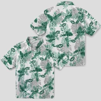 Tropical New York Jets Green White Hawaiian Shirt, Beach Vacation Football Fan Apparel