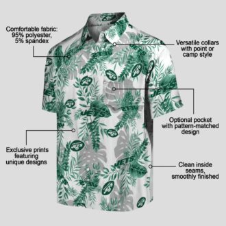Tropical New York Jets Green White Hawaiian Shirt, Beach Vacation Football Fan Apparel