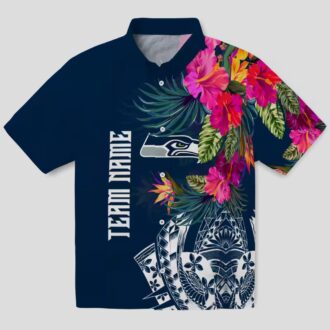 Best Seattle Seahawks Polynesian Hawaiian Shirt, Blue Floral NFL Apparel
