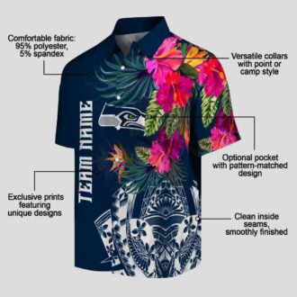 Best Seattle Seahawks Polynesian Hawaiian Shirt, Blue Floral NFL Apparel