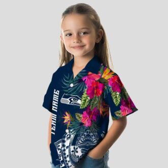 Best Seattle Seahawks Polynesian Hawaiian Shirt, Blue Floral NFL Apparel