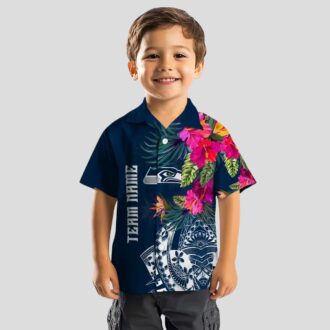 Best Seattle Seahawks Polynesian Hawaiian Shirt, Blue Floral NFL Apparel