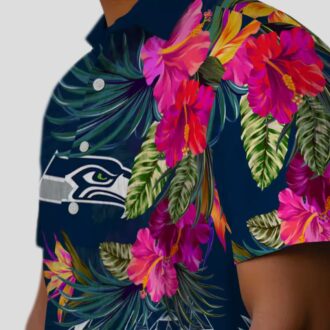 Best Seattle Seahawks Polynesian Hawaiian Shirt, Blue Floral NFL Apparel