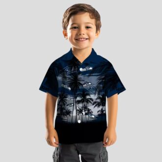 Custom Seattle Seahawks Sunset Aloha Shirt - Blue & Black Tropical Style